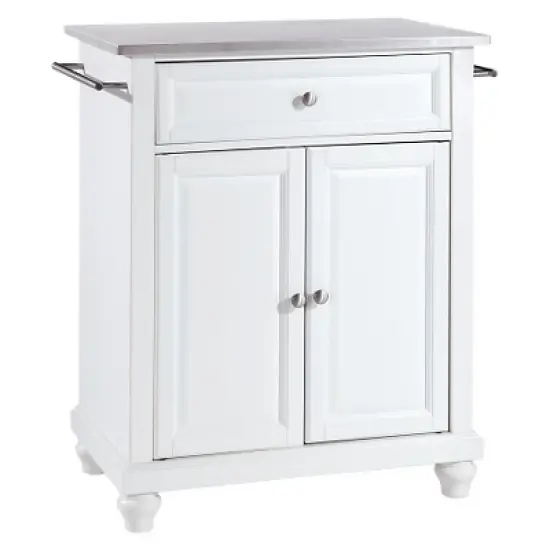 Cambridge Stainless Steel Top Portable Kitchen Island - White - Crosley image {1}