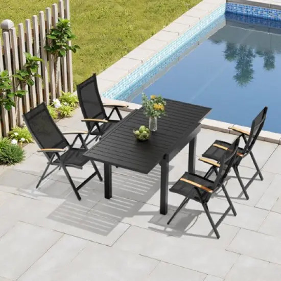 Crestlive Products Modern Aluminum Outdoor Dining sets Expandable Patio Dining Table with Floding chairs for 4-10 People Outside image {11}