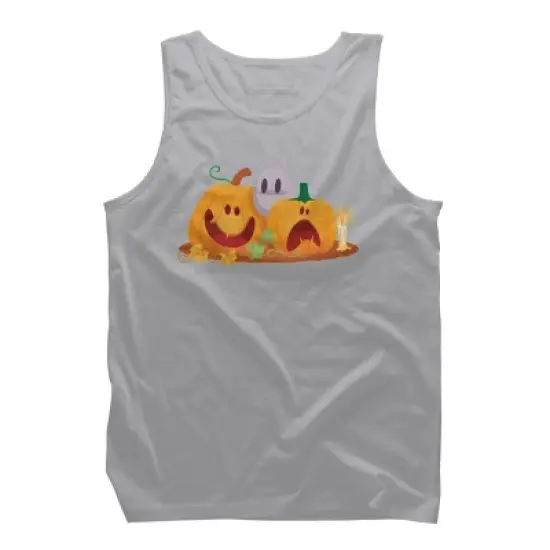 Men's Design By Humans Halloween Cartoon Pumpkins And Ghost By VectorVillain Tank Top image {8}