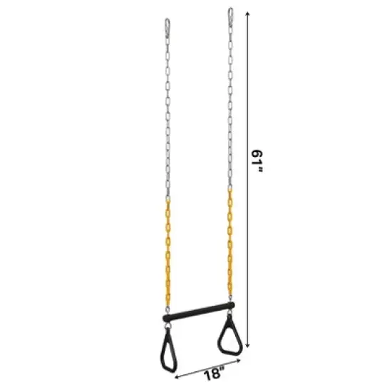 PLAYBERG Outdoor Playground Gym Heavy Duty Kids Fun Hanging Trapeze Bar, Green Steel Bar and Yellow Chain Swing Playsets image {5}