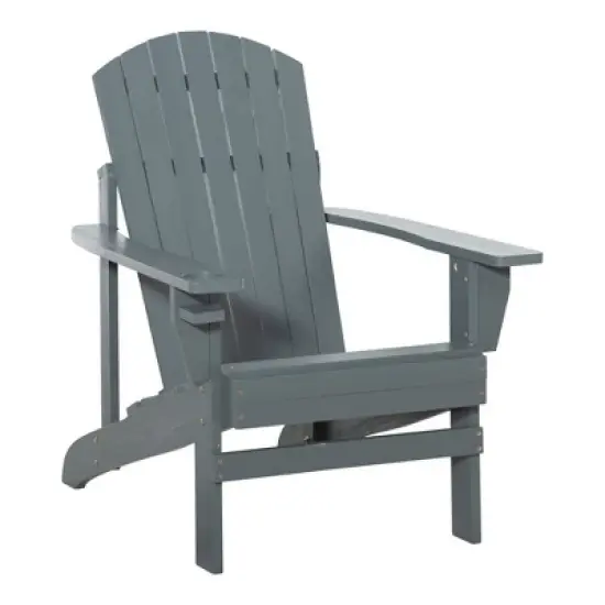 Wooden Adirondack Chair with Cup Holder for Deck, Garden, Backyard, Fire Pit image {6}