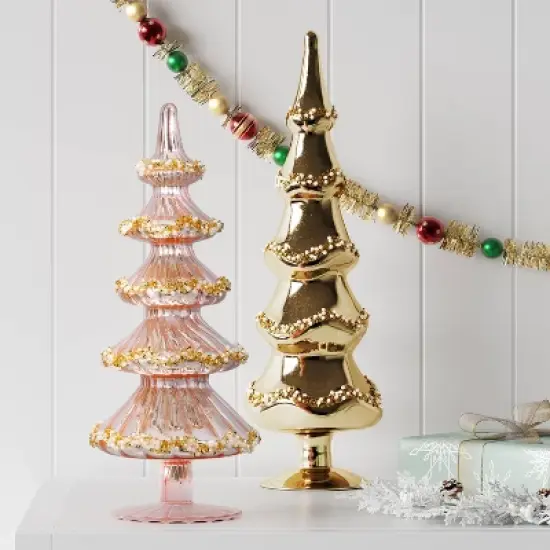 10.25" Christmas Glass Tree Pink - Wondershop&trade; image {1}