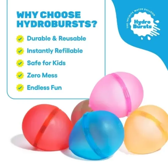 Hydrobursts by What Do You Meme? Resuable Water Balloons Balloon Shape Water Balloon Toy - 6pk image {3}