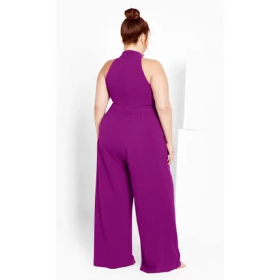 Women's Plus Size Class Front Frill Jumpsuit - Magenta | CITY CHIC image {2}