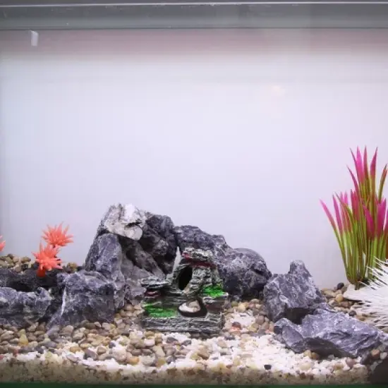 Unique Bargains Aquarium Terrariums Mountain for Fish Tank Landscape Decoration White Gray 3.46" 1pcs image {1}