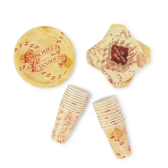 Silver Buffalo Harry Potter Marauder's Map 60-Piece Party Tableware Set | Cups, Plates, Napkins image {1}