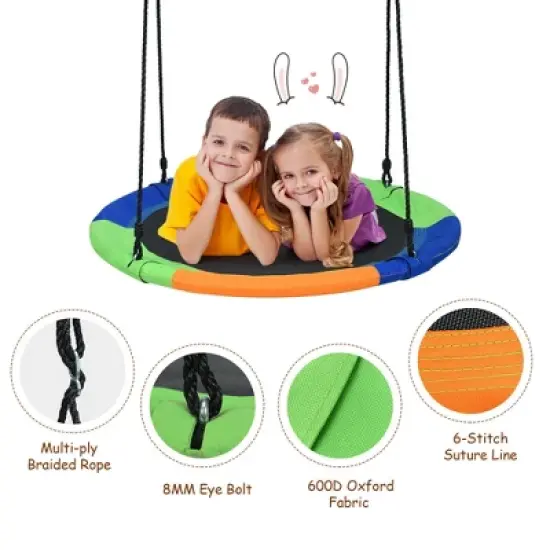 Costway 40'' Flying Saucer Tree Swing Outdoor Play Set w/ Adjustable Ropes Colorful/Camouflage Green image {9}