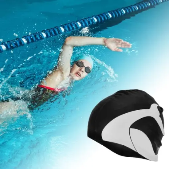 Unique Bargains Silicone Whale Tail Pattern Waterproof Swim Cap 1 Pc image {1}