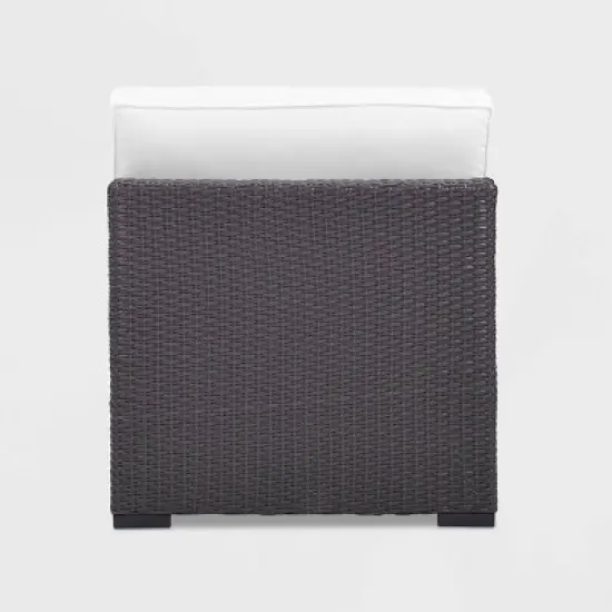 Biscayne Armless Chair with White Cushions Brown - Crosley image {3}