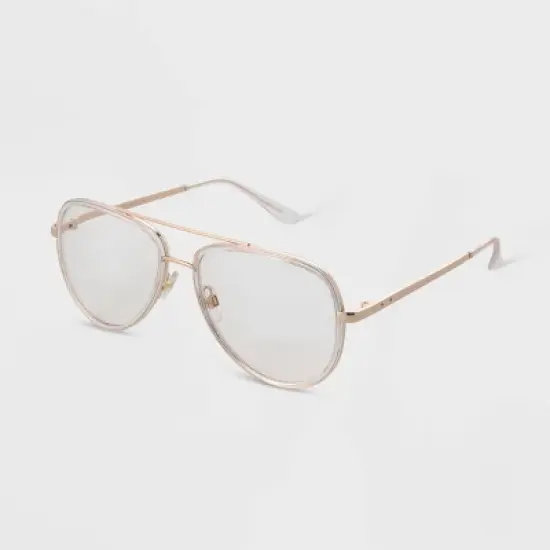 Women's Metal Aviator Blue Light Filtering Reading Glasses - Universal Thread&trade; Gold image {1}