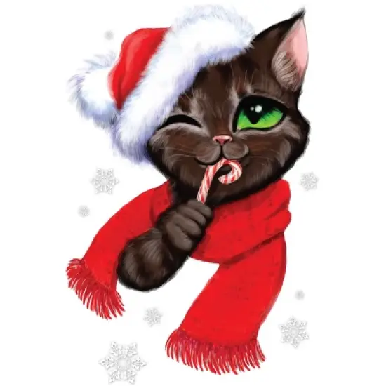 Junior's Design By Humans Christmas cat By POLINART T-Shirt image {1}