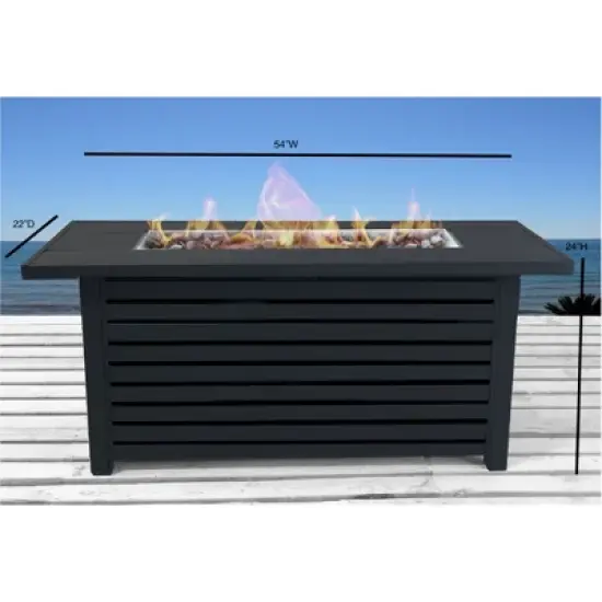 Rectangular Steel Outdoor Fire Pit Table with Stainless Steel Burner and Propane/Natural Gas Compatibility image {4}