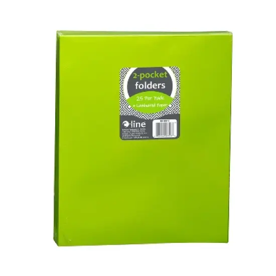 C-Line&reg; 2-Pocket Laminated Paper Portfolios with 3-Hole Punch, Lime Green, Box of 25 image {2}