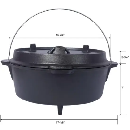 SEVOBAL Grill Cookware Outdoor Camping Pot with Skillet Lid for Versatile Campfire Cooking Use Area, Black, 13.7"*13.7"*8.1" image {1}