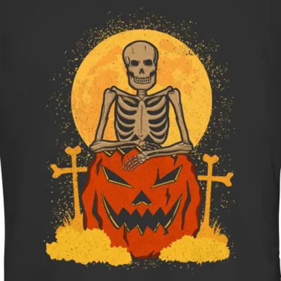 Junior's Lost Gods Halloween Skeleton and Jack-O'-Lantern T-Shirt image {1}