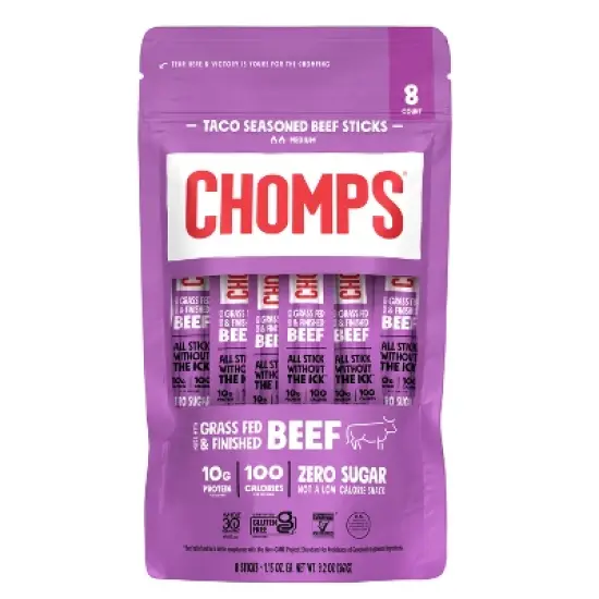 Chomps Snack Sticks Taco Beef Sticks - 9.2oz/8ct image {7}