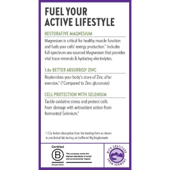 New Chapter Magnesium + Selenium & Zinc with Muscle Support Minerals + Hydrating Electrolytes, 325 mg with Magnesium Glycinate Tablets - 30ct image {7}