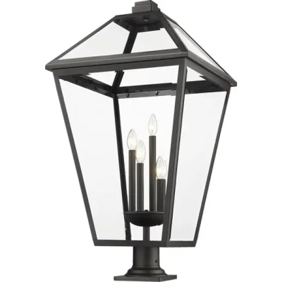 Talbot Outdoor Pendant Light - Black Steel, 4 Bulbs, Dimmable, Wet Rated, 19.5" x 36.75" image {4}