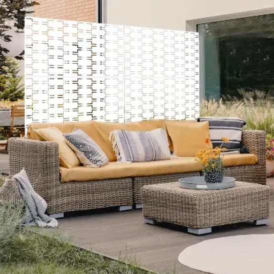 CAVINAS Patio Decorative Screen Metal Fence Privacy Screen with Rectangular Pattern for Outside and Garden, 76" H&times;48" W image {7}