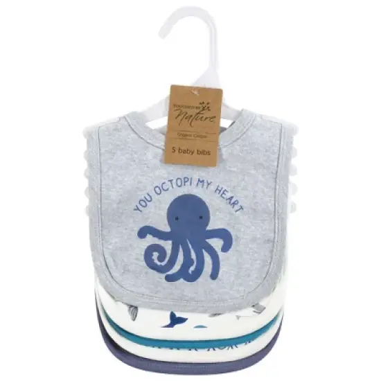 Touched by Nature Infant Boy Organic Cotton Bibs, Mystic Sea, One Size image {1}