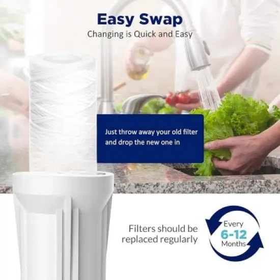 Attop 5 Micron 10"x2.5" String Wound Whole House Water Filter Replacement Cartridge Universal Sediment Filters for Well Water - 6 Pack image {2}