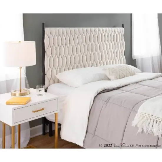 Queen Braided Matisse Faux Shearling/Metal Headboard Black/Cream - LumiSource image {6}