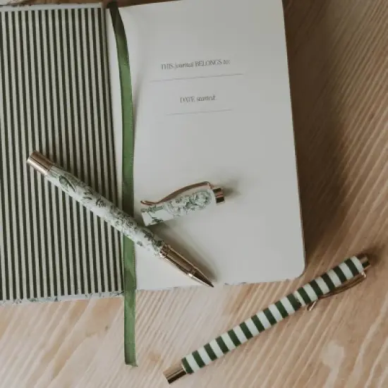 Sweet Water Decor Green Delft Metal Pen Set - 2 pc image {2}