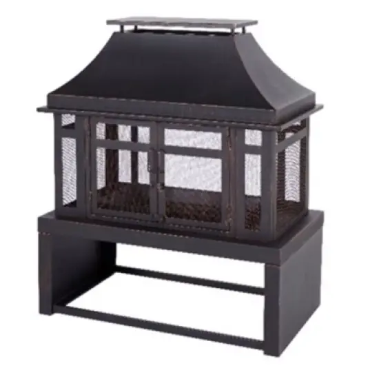 Living Accents Modern Wood Steel Outdoor Fireplace 21.65 in. W X 39.37 in. D image {1}