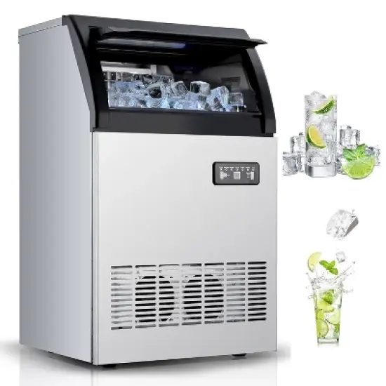 Acekool Commercial Ice Maker - 120Lbs/24H, 40Lbs Storage, Quiet & Energy Efficient with LED Control image {1}