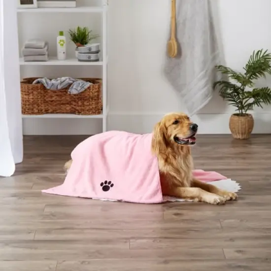 Dii Pink Embroidered Paw Pet Towel image {3}