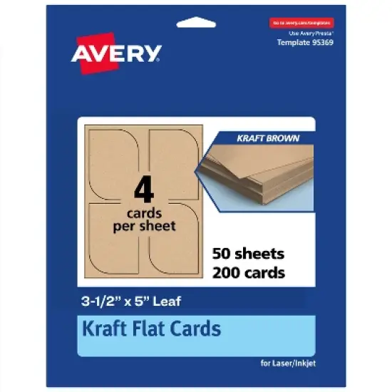 Avery Leaf Flat Cards, 3-1/2" x 5", Matte Kraft Brown, 200 Total image {9}
