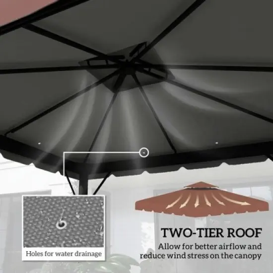 Resenkos Canopy Replacement Cover, Gazebo Canopy Top Replacement, 9.8'x9.8' Gazebo Replacement Canopy, Coffee Brown image {6}