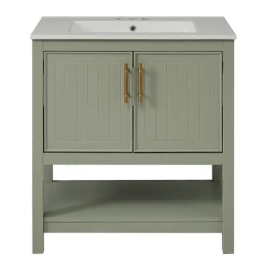 30" Bathroom Vanity with Ceramic Sink and Versatile Storage - Ideal for Small Bathrooms 4B - ModernLuxe image {8}
