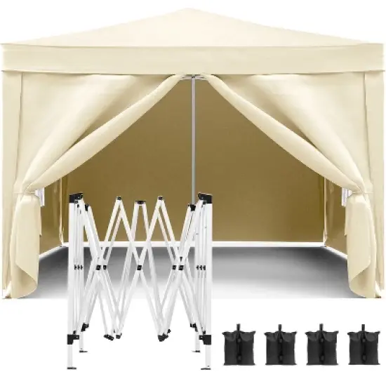 Canopy Tent 10'x10' Pop Up Canopy Tent With 4 Removable Sidewalls, Outdoor Party Canopies With 4 Weight Bags & Carry Bag For Garden Wedding Camping image {2}