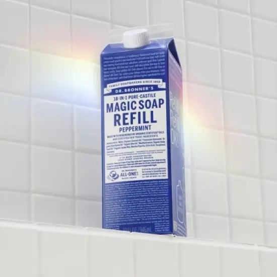 Dr. Bronner's Pure Castile Liquid Soap Bodywash Refill Carton - Peppermint - 32 fl oz image {3}