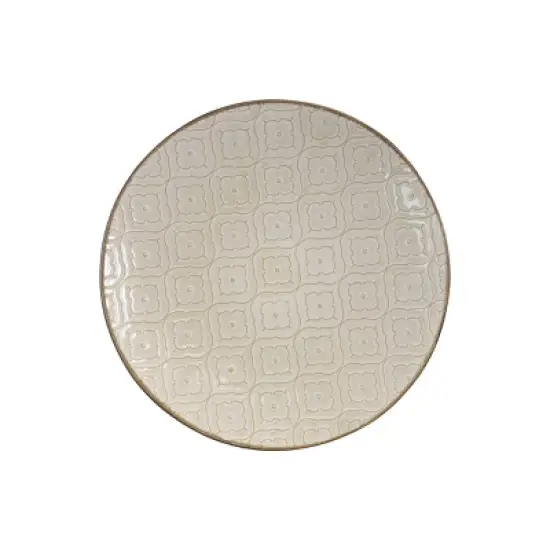 16pc Stoneware Grand Pattern Dinnerware Set White - Elama image {3}