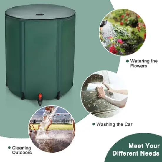 Costway 53 Gallon Portable Rain Barrel Water Collector Collapsible Tank w/Spigot Filter image {5}