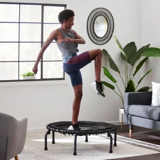 JumpSport 370 PRO Indoor Heavy Duty Lightweight 39-Inch Fitness Trampoline, Black image {3}