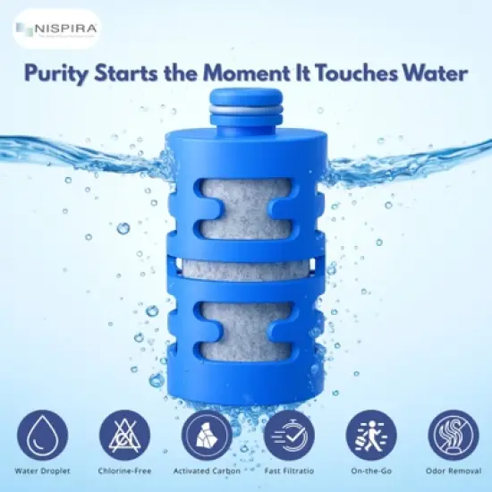 Nispira Activated Carbon Water Filter Replacement Compatible with Philips GoZero Fitness Water Bottle, 3 Pcs image {5}