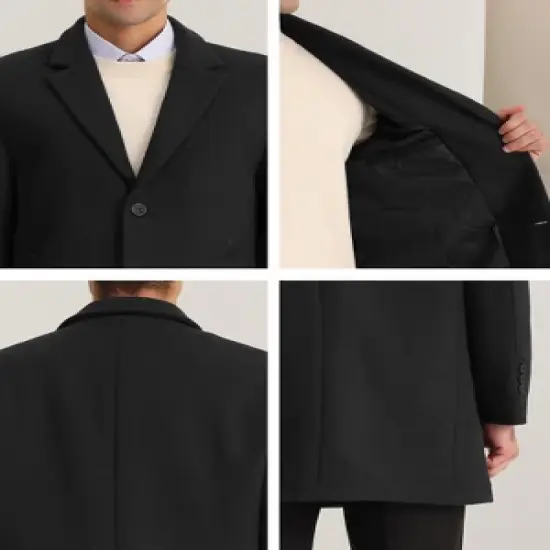 Lars Amadeus Men's Classic Notched Lapel Single Breasted Winter Coat image {5}
