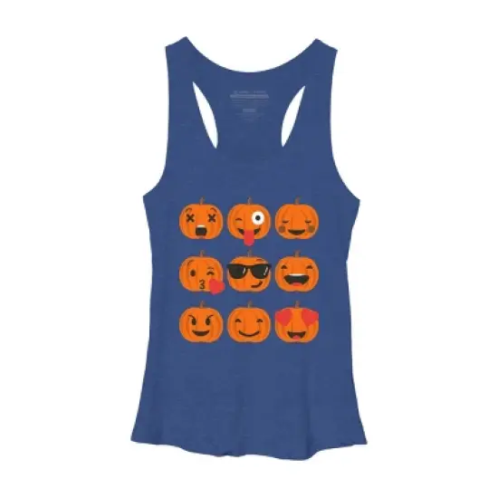 Women's Design By Humans Halloween Pumpkins Emoji By honeytree Racerback Tank Top image {5}
