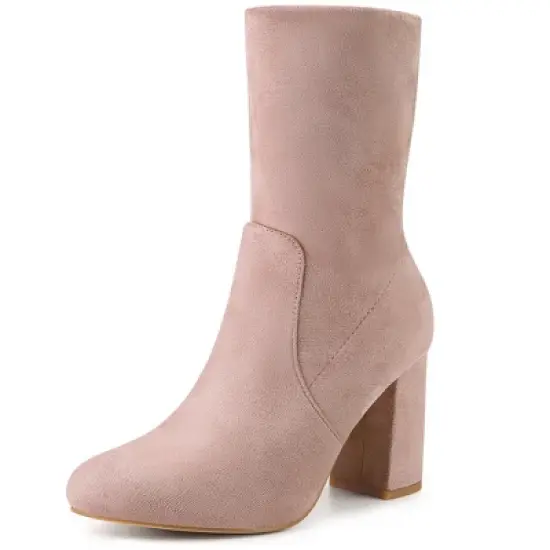 Perphy Women's Rounded Toe Block Heeled Foldable Ankle Boots image {7}