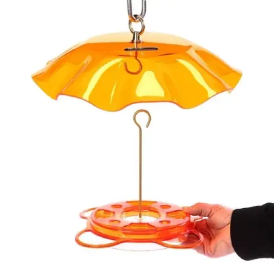 Birds Choice 12oz Oriolfest Translucent Top Weatherguard Oriole Bird Feeder 13" Orange: Polycarbonate, Easy to Hang, Weather-Resistant image {2}