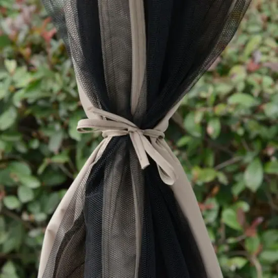 Outsunny 10' x 10' Patio Gazebo Outdoor Canopy Shelter with 2-Tier Roof and Netting, Steel Frame for Garden, Lawn, Backyard and Deck image {6}