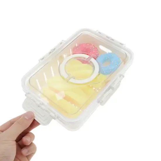 Unique Bargains Sealed Rectangle Drain Food Storage Containers 1 Compartment White Transparent 1 Set image {4}