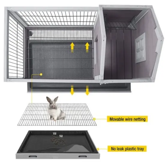 Aivituvin Rabbit Hutch | Outdoor Bunny Cage (Inner Space 4.84ft&sup2;)-AIR24 image {3}