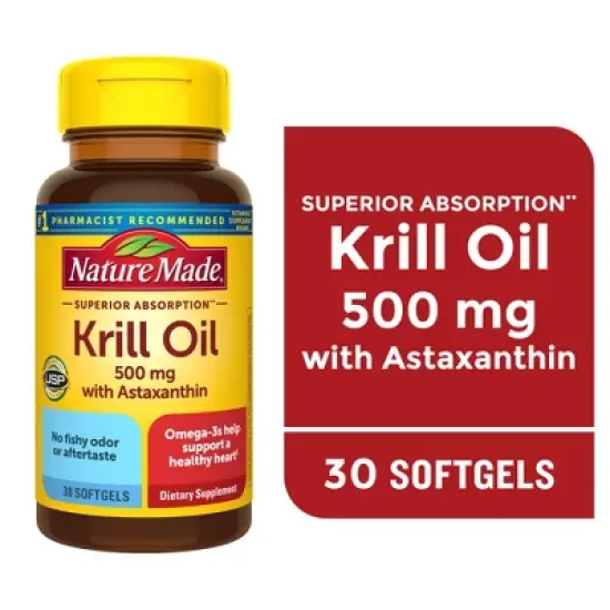 Nature Made Superior Absorption Krill Oil 500mg&nbsp; Softgels, Omega 3 Heart Health Support - 30ct image {8}