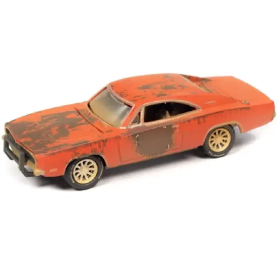 1969 Dodge Charger R/T Orange (Unrestored) "Barn Finds" 1/64 Diecast Model Car by Johnny Lightning image {1}