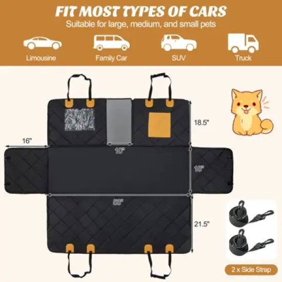 Costway Dog Car Seat Cover for Back Seat w/ Mesh Windows Waterproof & Scratch-proof image {2}