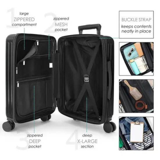TravelArim 22" Airline Approved Hard-shell Carry On Luggage with Attachable Cosmetic Case image {4}